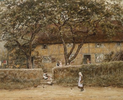 Enfants devant un cottage - Helen Allingham