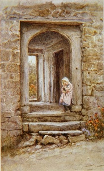 Fille avec chaton - Helen Allingham