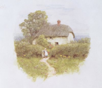 Jeune fille près de la porte du cottage - Helen Allingham