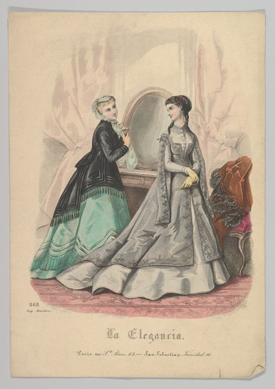 Deux Femmes avec un Miroir, No. 868, de La Elegancia San Sebastian, 19ème siècle - Heloise Leloir