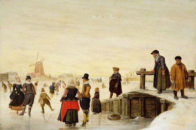 Figures patinant dans un paysage hollandais - Hendrick Avercamp