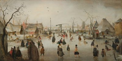 Patinage sur glace dans un village - Hendrick Avercamp