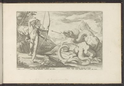 Apollon tue le serpent géant Python - Hendrick Goltzius (workshop of)