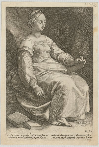 Klio, planche 4 de la série « Les neuf muses » - Hendrick Goltzius