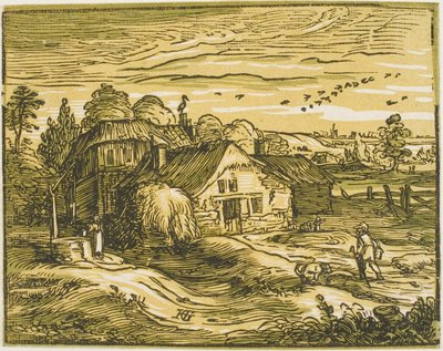 Paysage avec une ferme, de Quatre petits paysages - Hendrick Goltzius