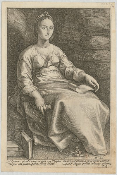 Mélpomène, feuille n° 3 de la série « Les neuf Muses » - Hendrick Goltzius