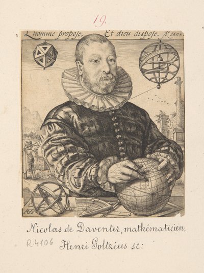 Portrait de Nicolaus Petri Daventriensis, en réalité Claes Pietersz van Deventer, vers 1540-1602 - mathématicien et astronome - Hendrick Goltzius