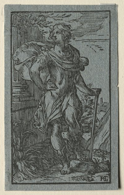 Jeune homme debout avec une canne - Hendrick Goltzius