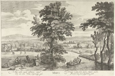 Mai, avec une compagnie dans un paysage - Hendrick Hondius (I)