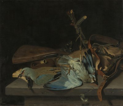 Nature morte avec accessoires de chasse et oiseaux - Hendrick ten Oever