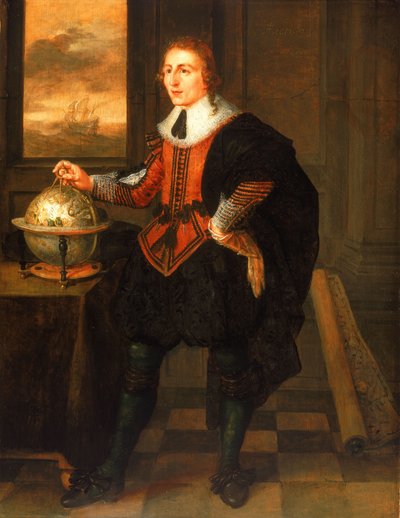 Un navigateur avec globe et diviseurs - Hendrick van der the Elder Borcht