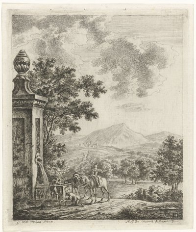 Paysage avec personnages près d