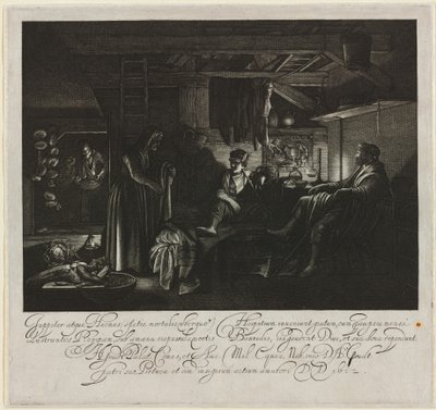 Jupiter et Mercure dans la maison de Philémon et Baucis - Hendrik Goudt after Adam Elsheimer