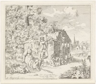 Bergère et jeune homme près d