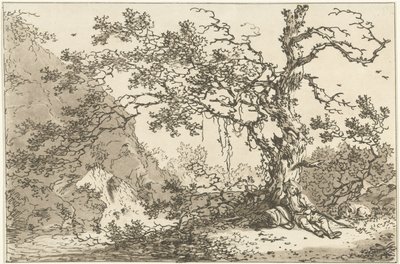 Voyageur se reposant avec son chien dans un paysage - Hendrik Meijer