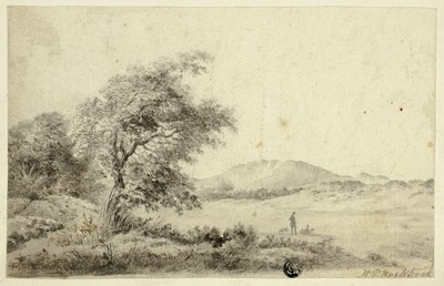 Paysage avec couple et chien - Hendrik Pieter Koekkoek