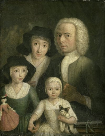 Autoportrait avec sa femme Sanneke van Bommel et leurs deux enfants - Hendrik Spilman