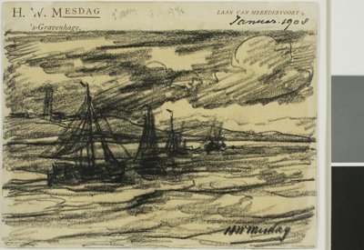 Navires en mer - Hendrik Willem Mesdag