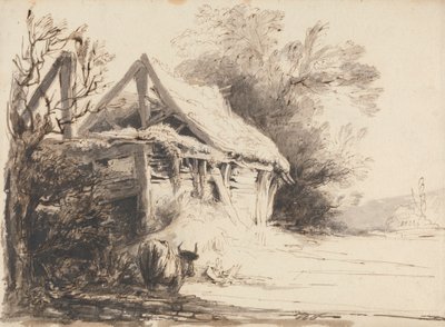 Une Vieille Grange, Arbres et Vache - Heneage Finch fourth Earl of Aylesford