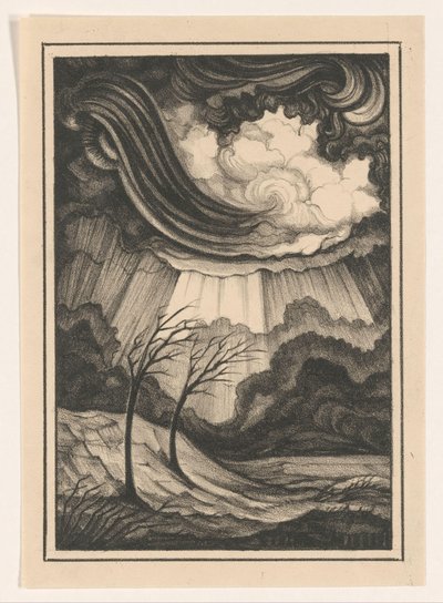 Paysage avec arbres nus et ciel nuageux - Henk Schilling