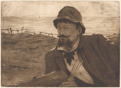 Sur la falaise [Self-Portrait] - Henri-Charles Guérard