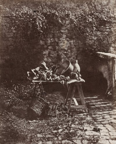 Nature Morte: chaudron, cruche et legumes, sur une table a tretaux (Still Life: Pot, Pitcher and Vegetables on a Sawhorse Table),c. 1852 (photo) - Henri Victor Regnault