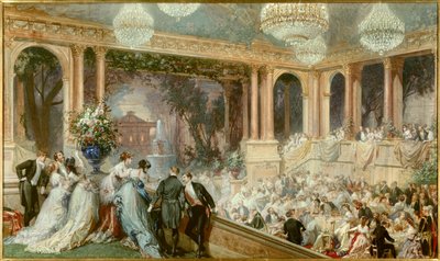 Dîner donné aux Tuileries par Napoléon III. Une réception sous le Second Empire. Aquarelle de Baron Henri Baron (1816-1885). 19e siècle. Compiègne, Musée National du Château - Henri Baron