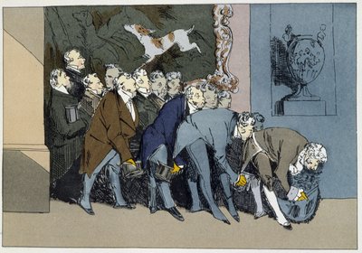 M. M. Directeur, Chef, Employés, Surnuméraires, etc., etc., etc., allant complimenter une nouvelle Excellence - dans "Mœurs administratives" par Henri Monnier - Henri Bonaventure Monnier