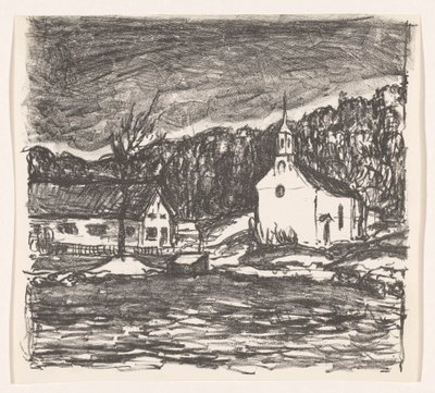 Paysage vallonné avec église - Henri Braakensiek (signed by artist)