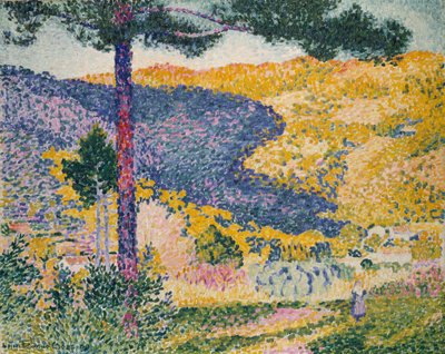 Vallée avec ombre de sapin sur la montagne - Henri Edmond Cross