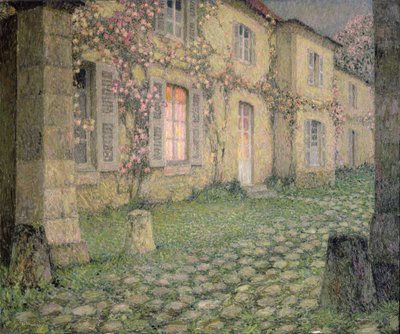 Maison avec des Roses au Crépuscule, c.1928 - Henri Eugene Augustin Le Sidaner