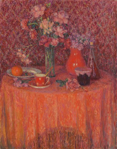 La table, harmonie en rouge - Henri Eugene Augustin Le Sidaner