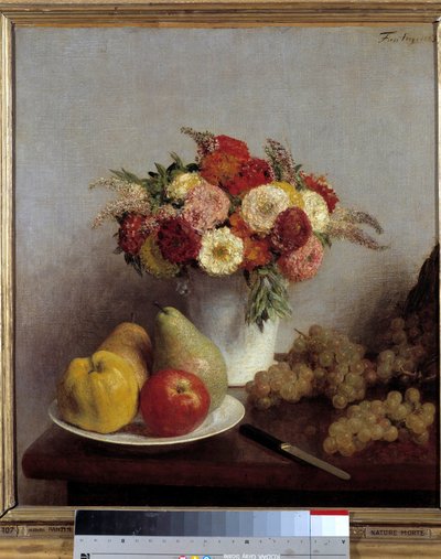 Fleurs et fruits. Peinture de Henri Fantin-Latour - Ignace Henri Jean Fantin Latour