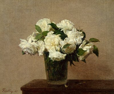 Nature morte avec des roses blanches - Ignace Henri Jean Fantin Latour