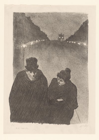 Homme et femme dans la rue le soir - Henri Gabriel Ibels (attributed to)