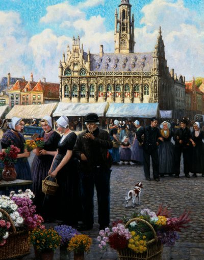 Le marché aux fleurs à Middelburg - Henri Houben