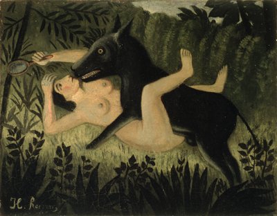 La Belle et la Bête, vers 1908 (huile sur toile) - Henri J.F. (1844-1910) Rousseau