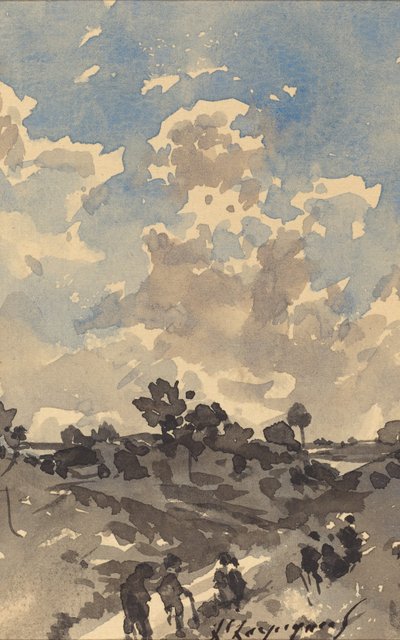 Paysage avec des figures marchant le long d