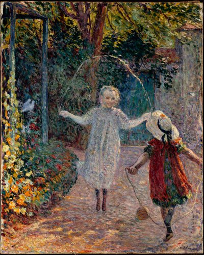 Enfants sautant à la corde dans le jardin - Henri Lebasque