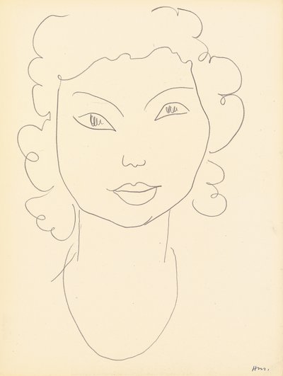 Tête, cheveux bouclés (crayon sur papier) - Henri Matisse