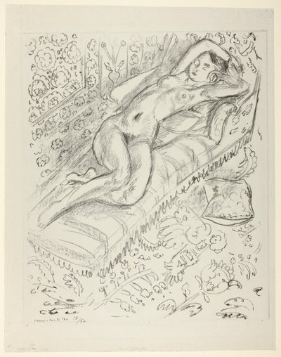 Nu au repos sur une chaise longue avec fond de moucharabieh - Henri Matisse