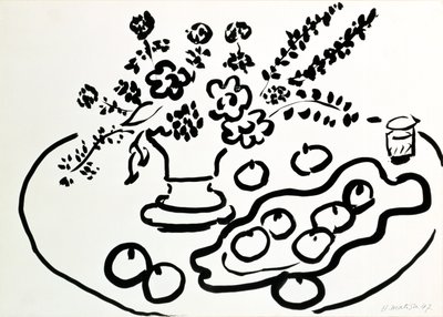 Nature morte avec vase de fleurs et assiette de fruits - Henri Matisse
