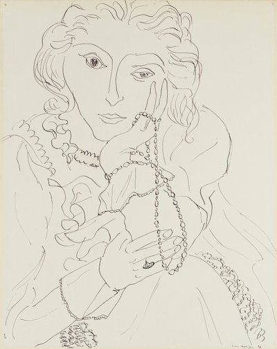 Femme avec chemise à volants et collier de perles - Henri Matisse