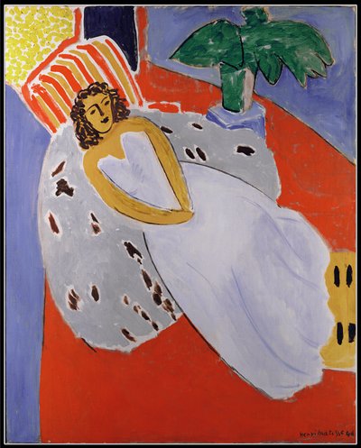 Jeune femme en blanc sur fond rouge - Henri Matisse