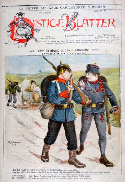 Caricature de la Triple Alliance dans le magazine Lustige Blatter, 1893 - Henri Meyer