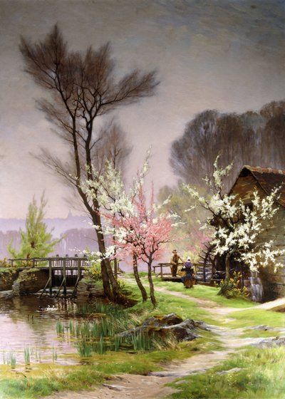 Au moulin à eau, printemps - Henri Saintain