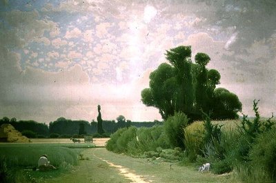 Paysage avec un homme se reposant près d