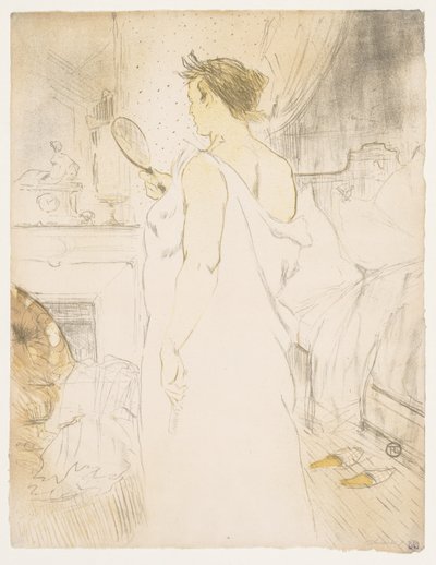 Elles : Femme avec un miroir à main - Henri de Toulouse-Lautrec