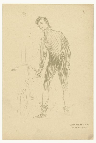 Portrait du cycliste Albert Zimmerman et son vélo - Henri de Toulouse Lautrec