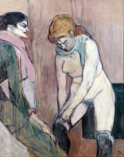 Femme tirant ses bas - Henri de Toulouse Lautrec